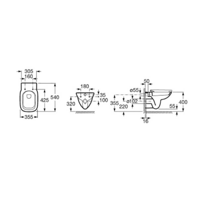 ROCA DEBBA пiдвiсний унiтаз+сидiння, (A34H998000)