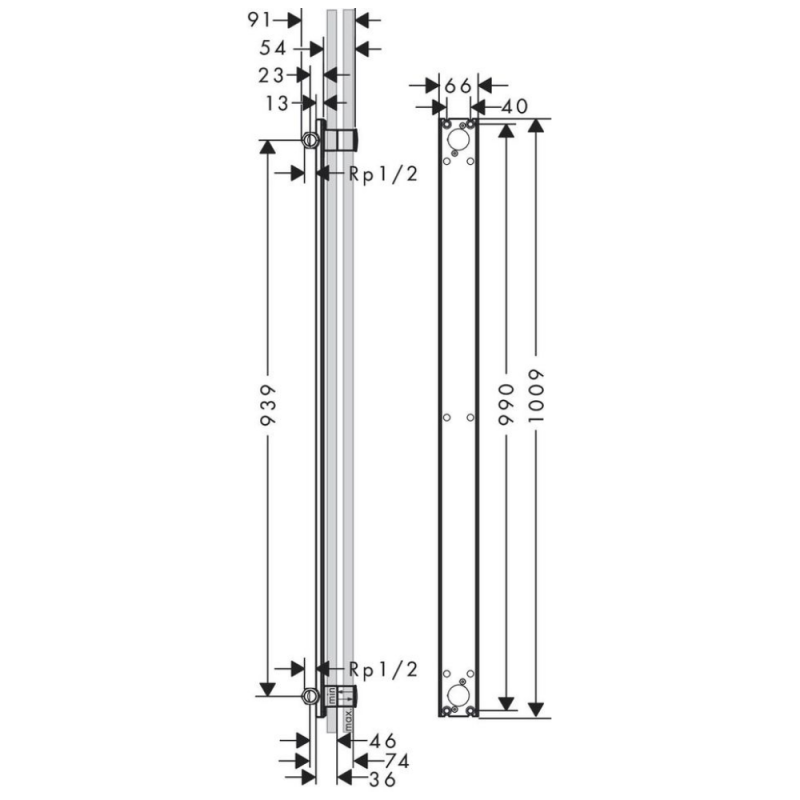 Axor ONE Showerpipe монтажний набір для душевоїсистеми, хром, (48798180)