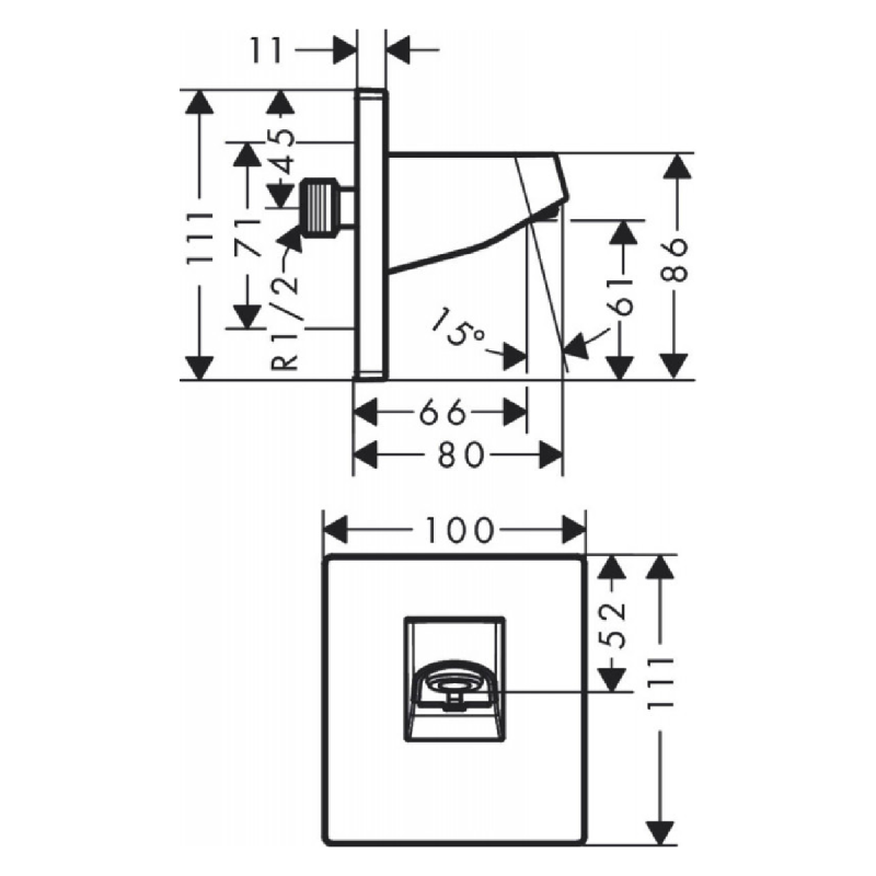 Hansgrohe PULSIFY тримач для верхнього душу, 105мм, 1 jet, колiр чорний матовий, (24139670)