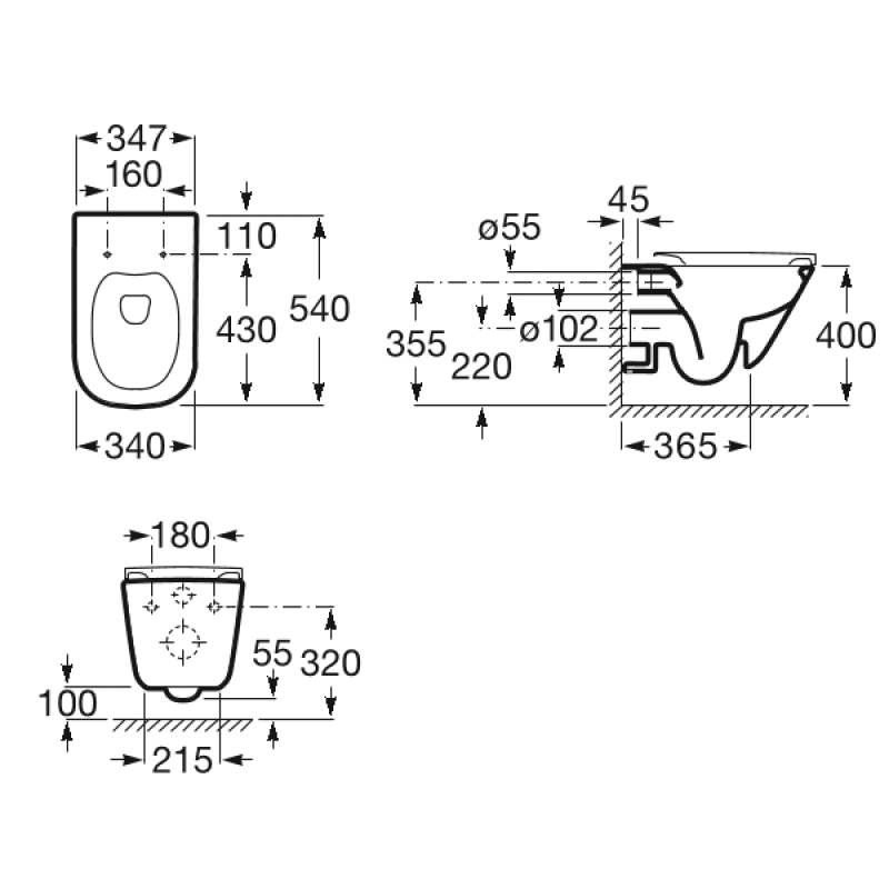 ROCA GAP Rimless подвесной унитаз с сиденьем Slim, slow-closing, (A34H470000)