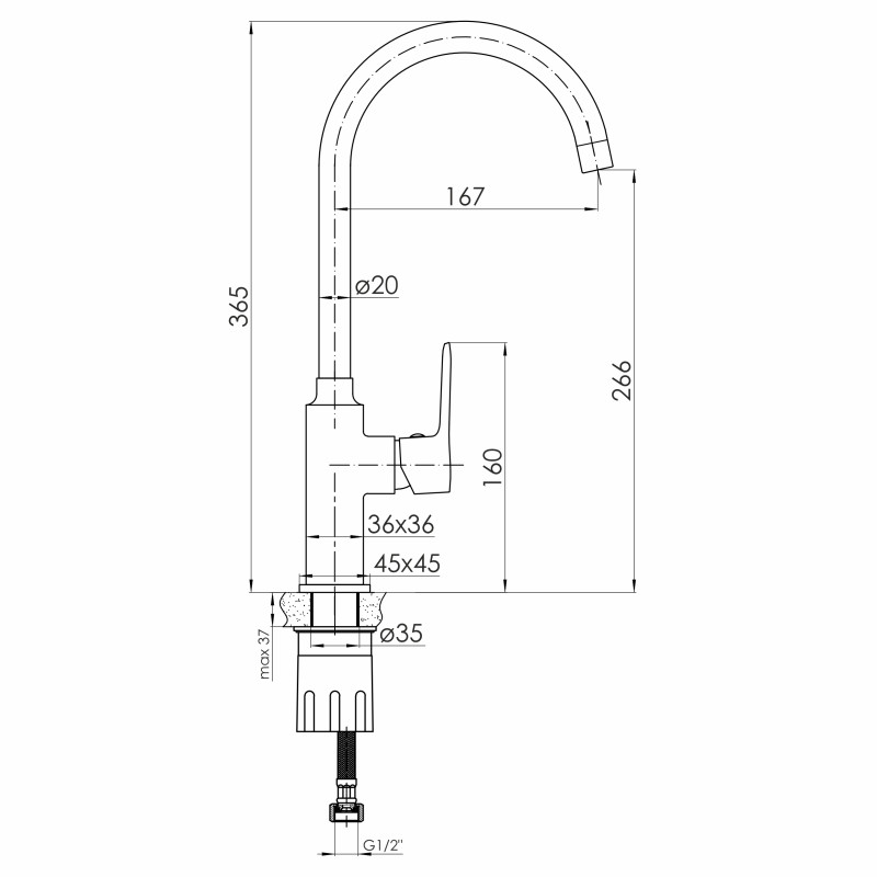 VOLLE TOLEDO смеситель для кухни, cromo, (1551.110101)