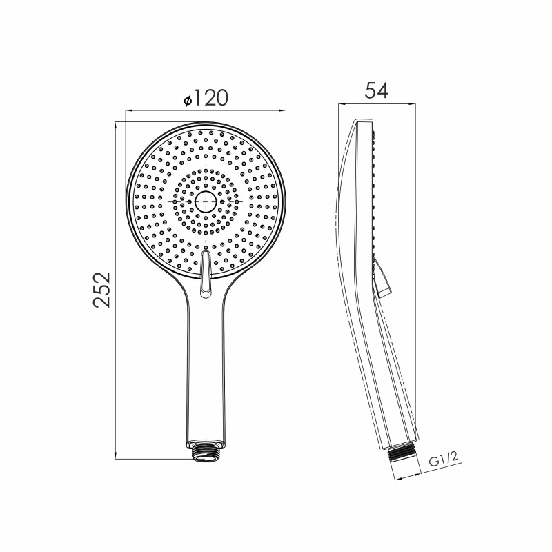 IMPRESE Душ ручний SPR144, 120 мм, 3 режими, дисковий перемикач, ABS, біла кришка, чорний, (f03600110NW)