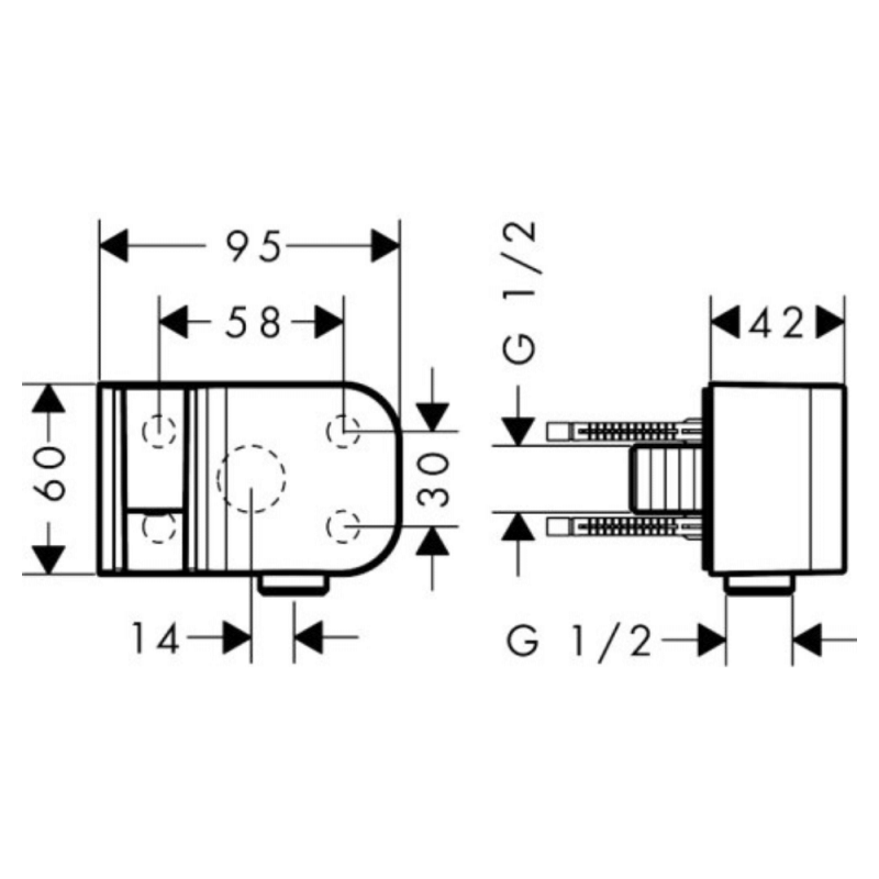 Axor ONE шланговое соединение с держателем для душа, Fixit Porter, цвет шлифованный никель, (45723820)