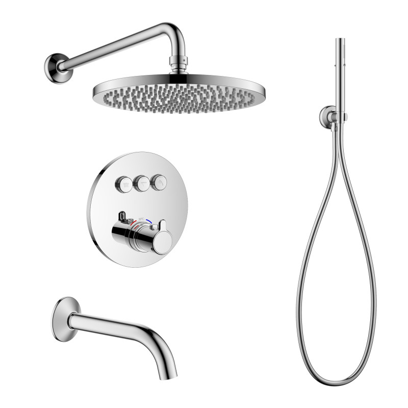 IMPRESE SMART CLICK система душова прихованого монтажу, термостат 3 функції, форма R (ZMK101901237+ZMK101901214+ZMK101901215+ZMK101901226), хром, (ZMK101901225)