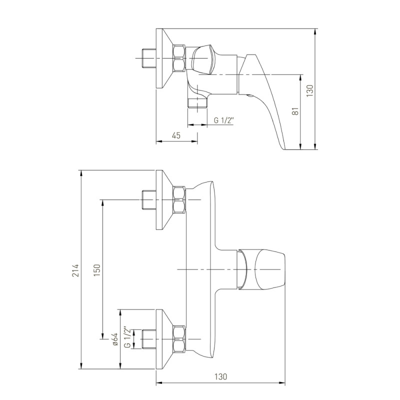 VOLLE ORLANDO змiшувач для душа, 35 мм, cromo, (1525.100101)