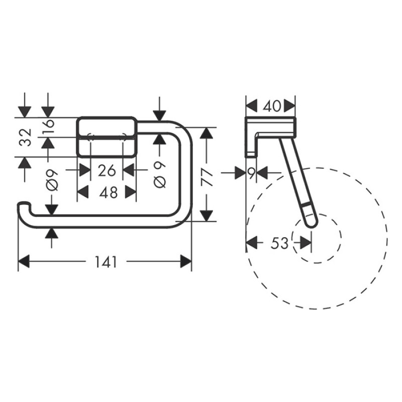 Hansgrohe ADDSTORIS тримач туал паперу, колiр чорний матовий, (41771670)