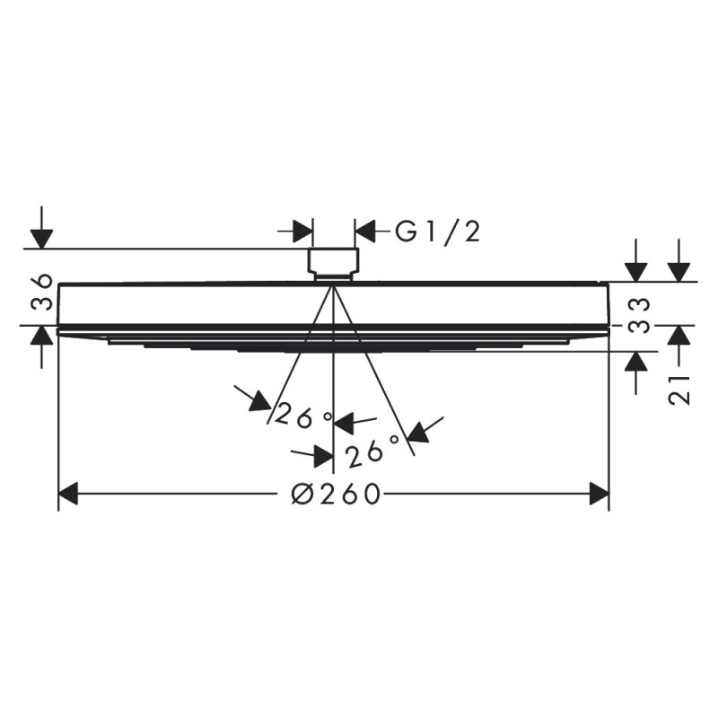 Hansgrohe PULSIFY верхній душ, 1 режим, чорний матовий, (24140670)