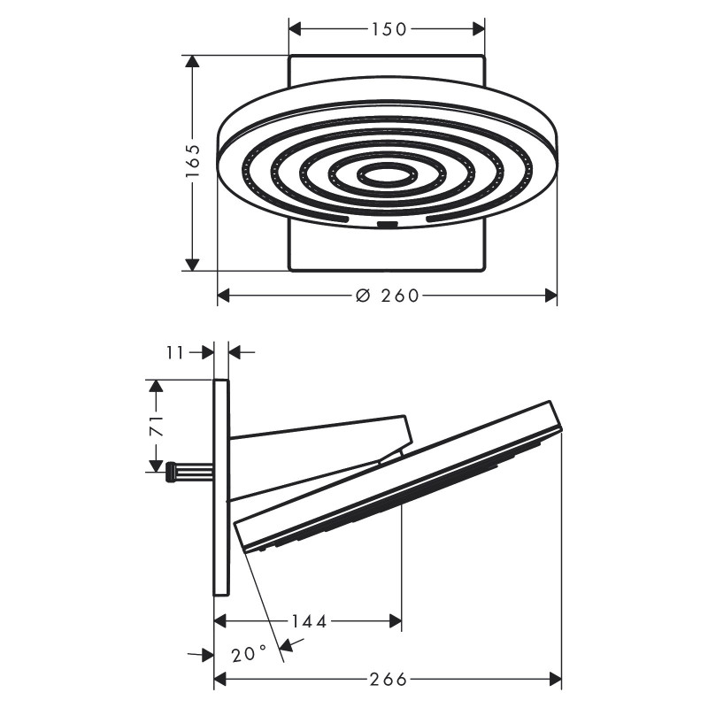 Hansgrohe PULSIFY верхній душ з тримачем 260,( 2 режими) , білий матовий, (24150700)