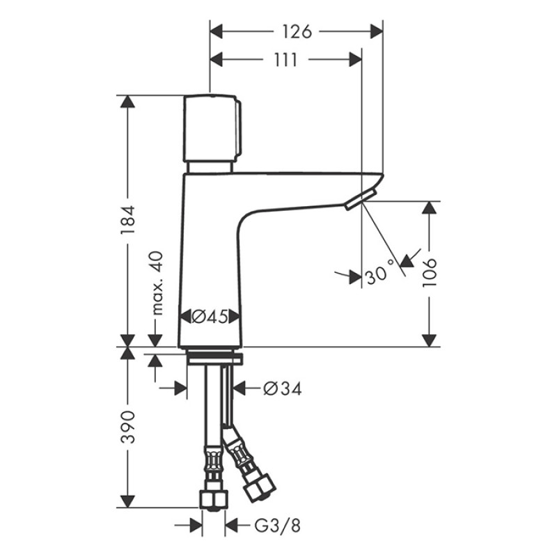 Hansgrohe TALIS E смеситель для умивальника з регулюванням часу, (71718000)