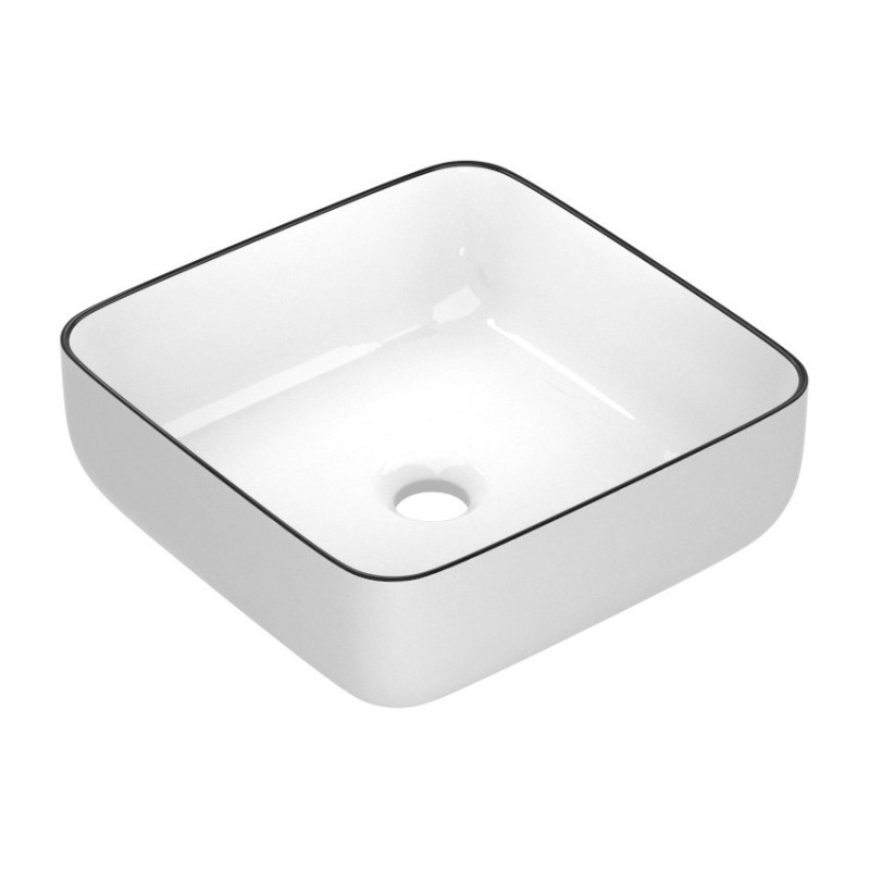 IMPRESE BLACK EDGE умывальник накладной 38,5*38,5*13,5см квадратный, (i11095)