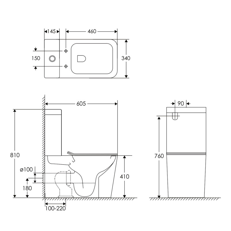IMPRESE BILOVEC Rimless компакт пристінний 60,5*34*81 см, г/в, бачок з нижнім підведенням 3/4,5 л Геберит, сидіння тверде slow-closing, (i11141)