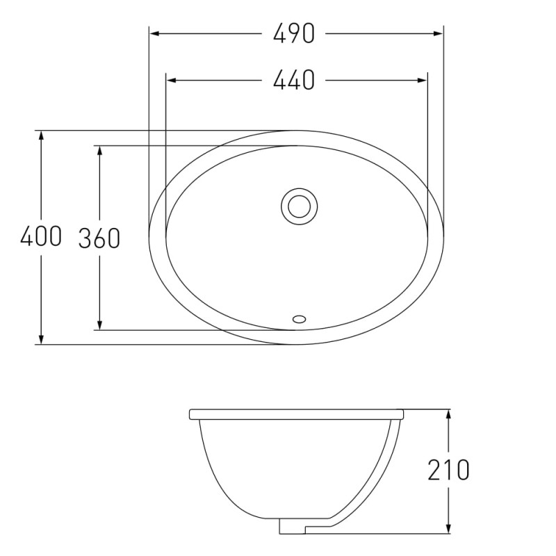 VOLLE умивальник 49*40*21 см, врізний, (13-01-04/1301.005414)
