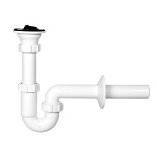 IMPRESE Сифон для умывальника или биде, PP, трубный, с донным клапаном, пробка, патрубок Ø32 мм, (SWB000365032)