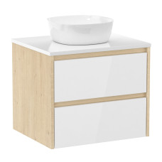 IMPRESE NETKA комплект меблів 60см, колір дуб: тумба підвісна, зі стільницею, 2 ящика + умивальник накладний, (f3201Dr)