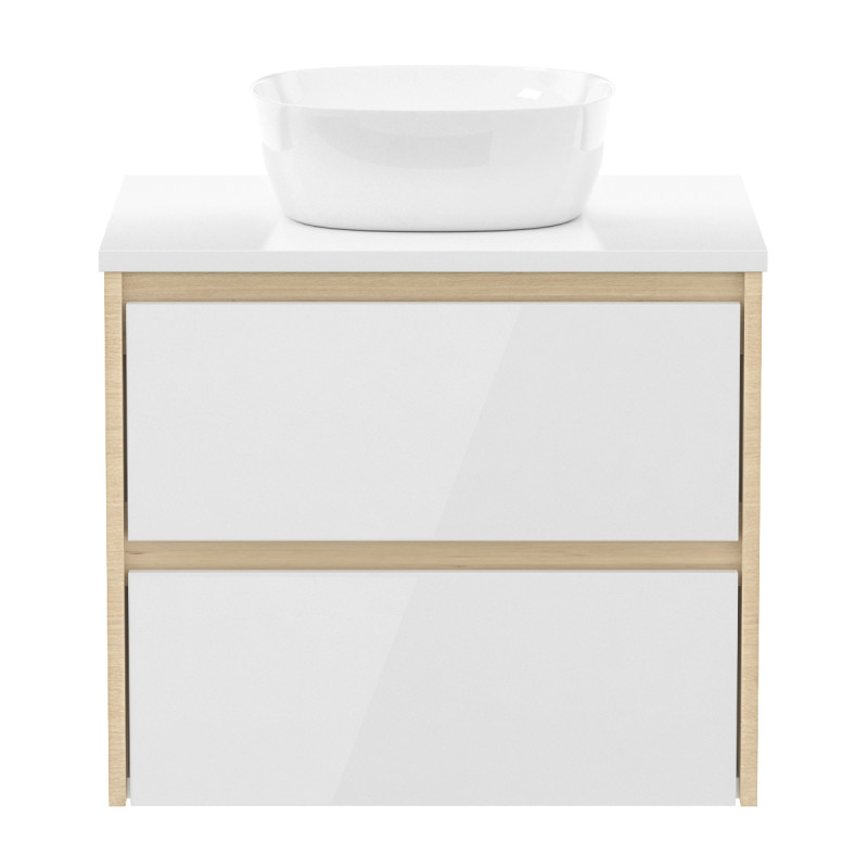 IMPRESE NETKA комплект меблів 60см, колір дуб: тумба підвісна, зі стільницею, 2 ящика + умивальник накладний, (f3201Dr)