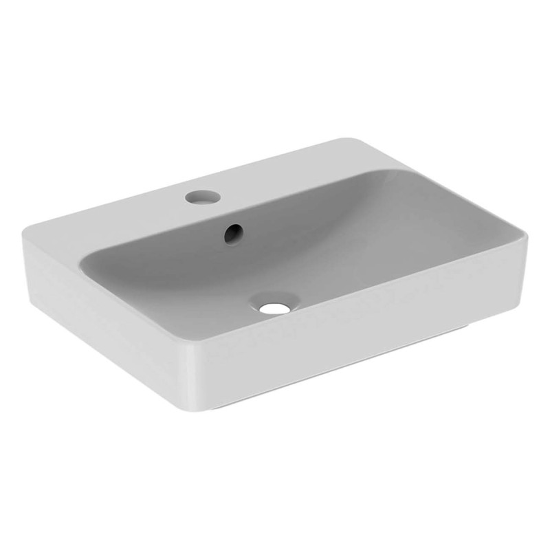 Geberit VARIFORM умивальник вбуд. на стiлешницю, прямокутний, 60*45см, з поличкою для отв. пiд змiшувач, з переливом, (500.780.01.2)