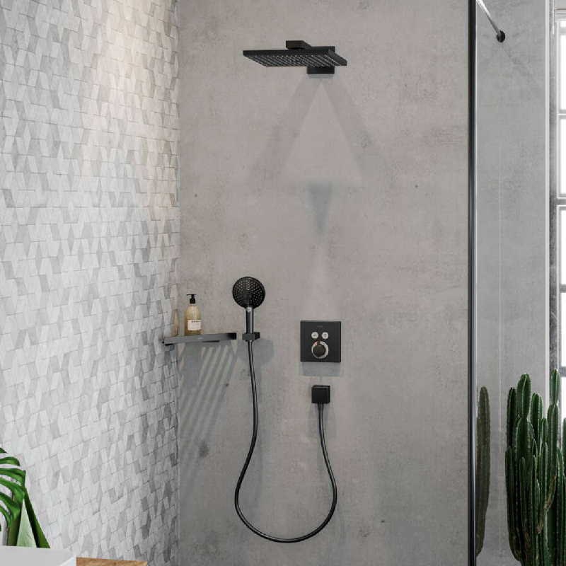 Hansgrohe Raindance E Верхнiй душ 300 Air 1jet, з тримачем 390 мм, шлiфований чорний хром, (26238340)