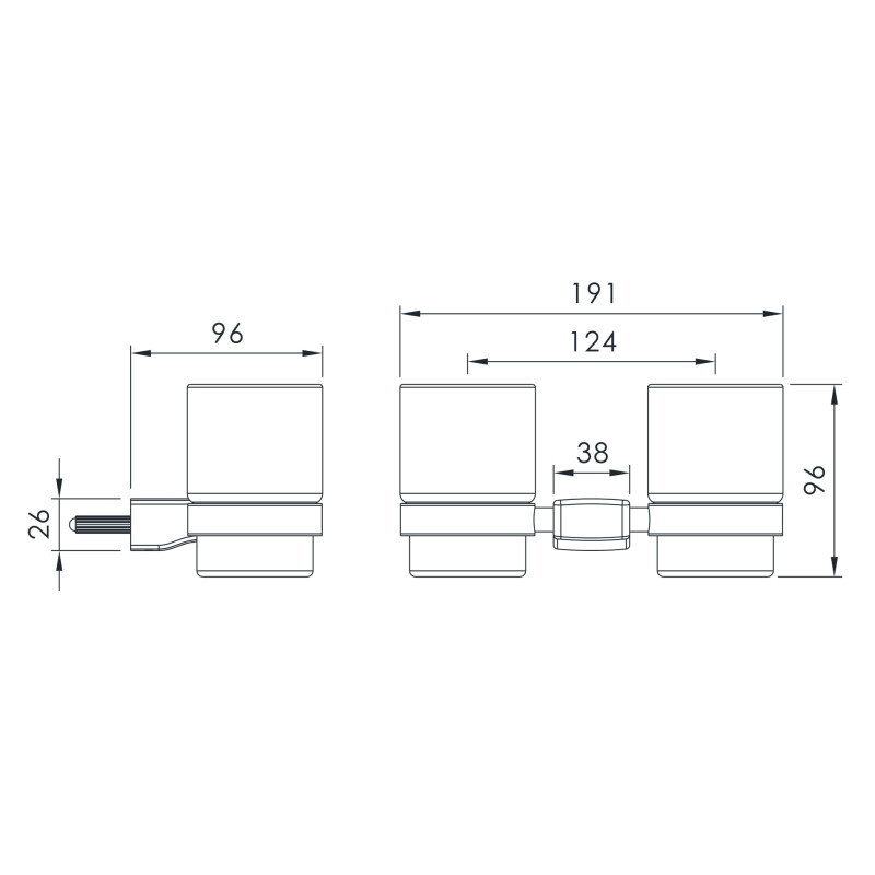 IMPRESE GRAFIKY склянка для зубних щіток, подвійна, чорний нікель, (ZMK041807240)