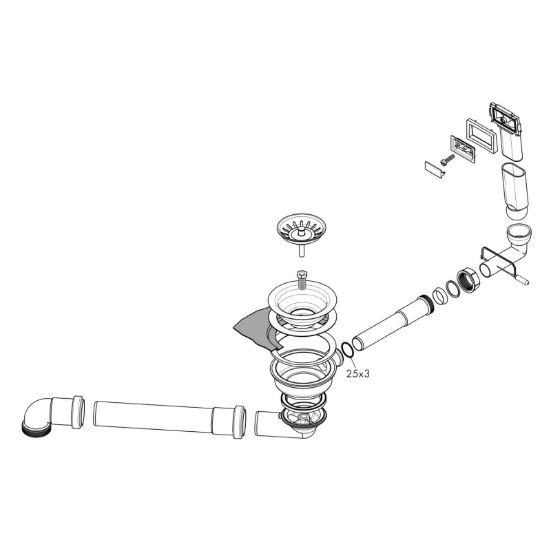 Hansgrohe D16-10 Сифон для гранитной кухонной мойки , хром, (43927000)