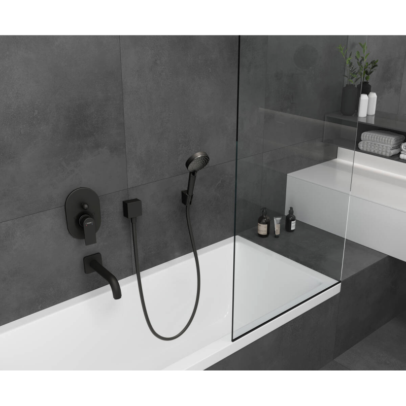 Hansgrohe FixFit Шланговое подсоединение Square с клапаном обратного тока, цвет покрытия черный матовый, (26455670)