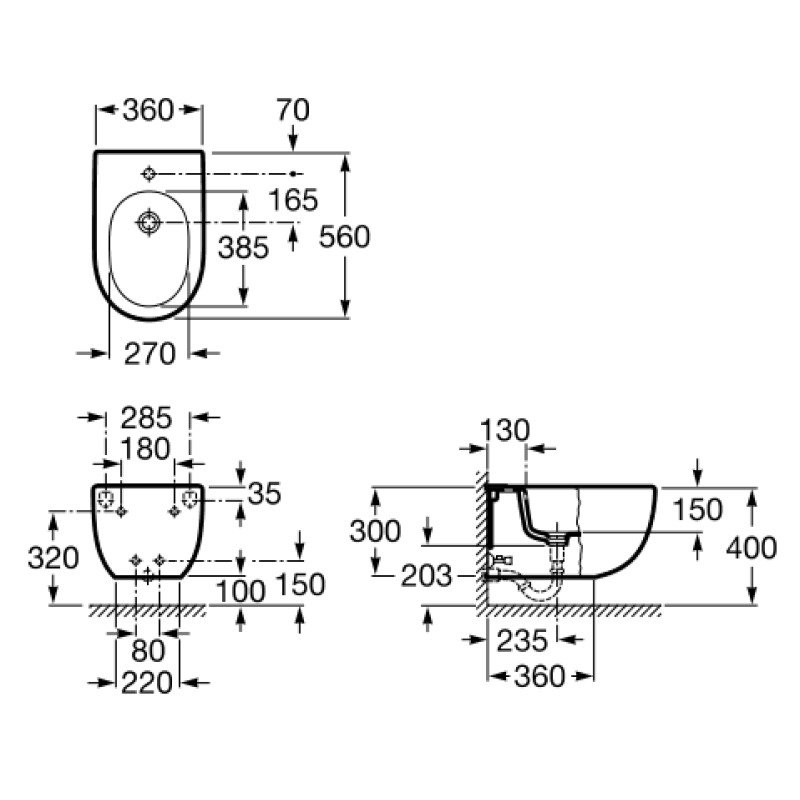 ROCA MERIDIAN-N биде подвесное (в упак.), (A357245000)