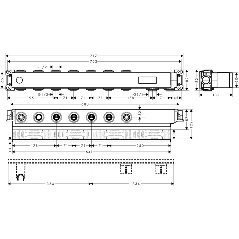 Axor Прихована частина для термостату Select, на 5 споживачiв, (18313180)