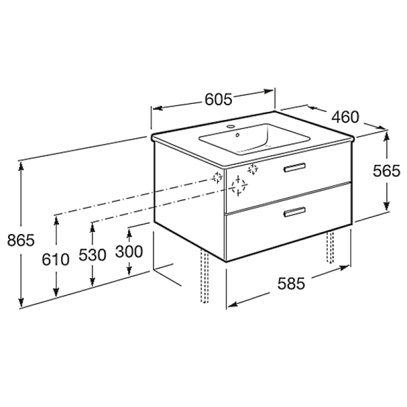 ROCA VICTORIA BASIC тумба з умивальником 60см, колiр кедр, (A855854423)