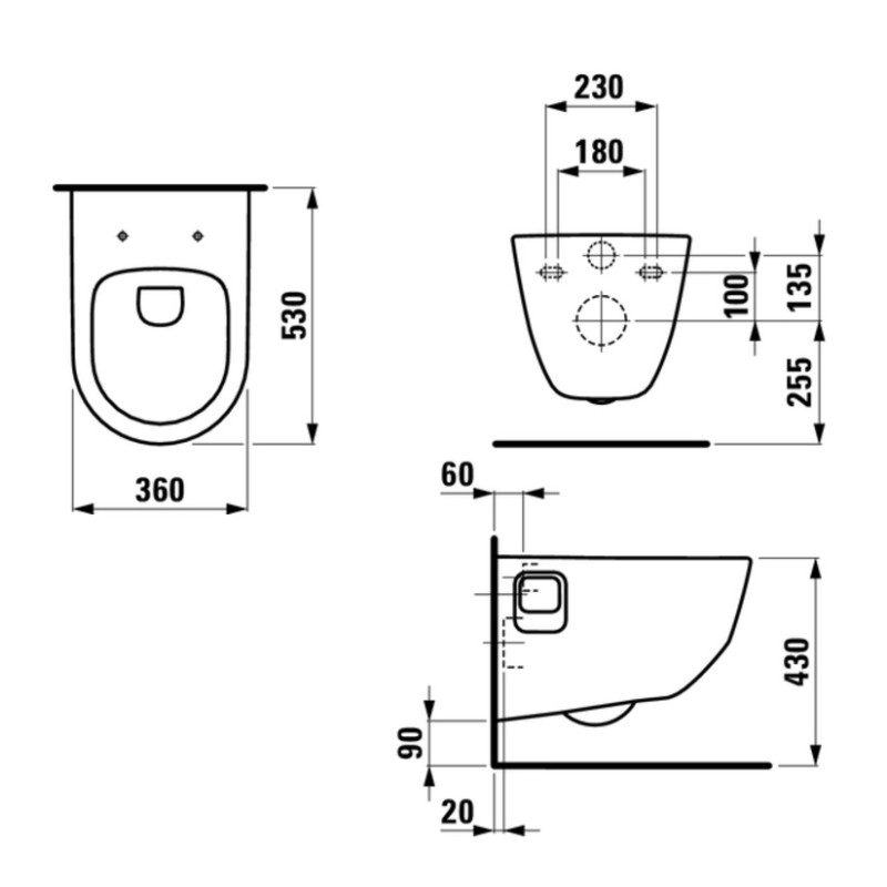 Laufen Комплект PRO унитаз подвеснойRIMLESS с сиденьем slow-closing, (H8209640000001+ H8969513000001)