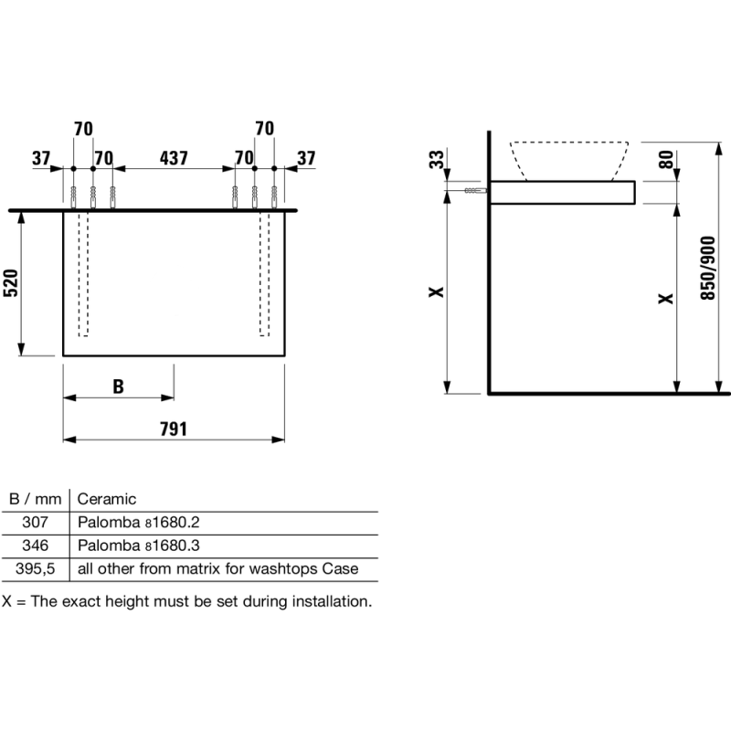 Laufen CASE столешниця 79*8*52см, без вирiзу, з 2ма кронштейнами в комплектi, свiтлий дуб, (H4051200755191)
