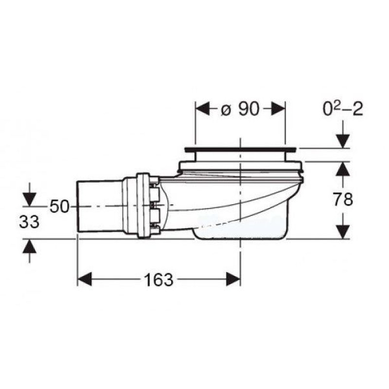 Geberit Сифон для душового піддону d90, з кришкою, хром глянець, (150.551.21.1)