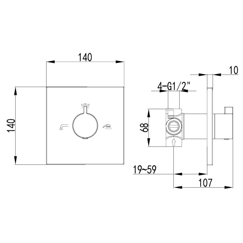 IMPRESE Zamek запорний/перемикаючий вентиль (3 користувача), форма S, (VR-151032)
