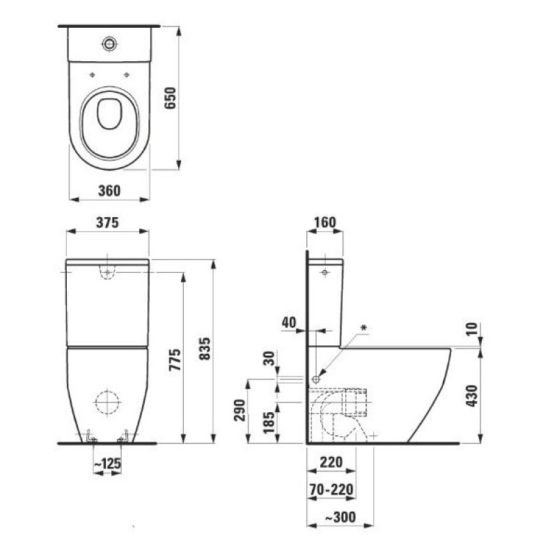 Laufen PRO чаша комбинированного унитаза 36*65 см, (H8259520000001)