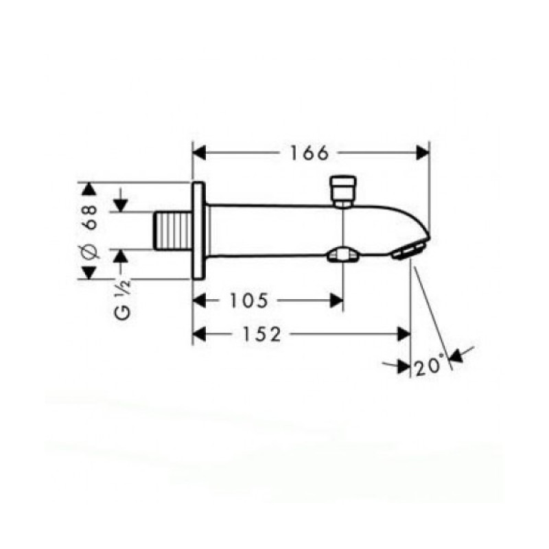 Hansgrohe Излив на ванну E/S 152 мм с перемикачем на душ, хром, (13423000)