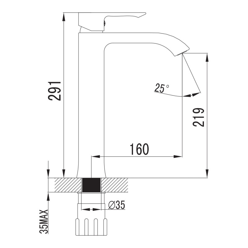 IMPRESE VYSKOV смеситель для умывальника высокий, хром, 35 мм, (05340-H)