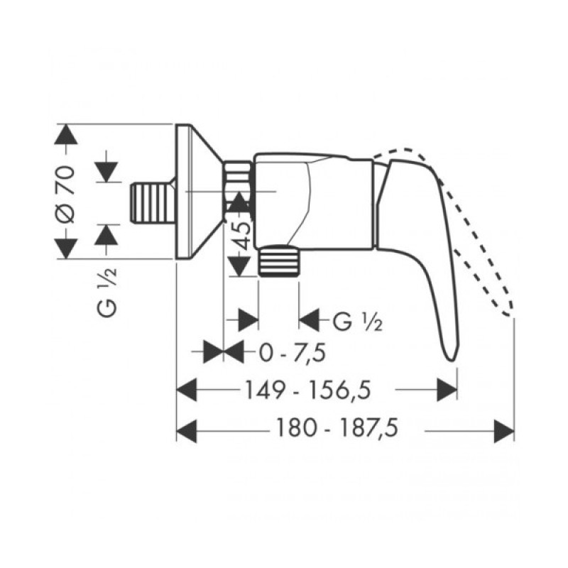 Hansgrohe Metris E Смеситель для душа, однорычажный, (31670000)