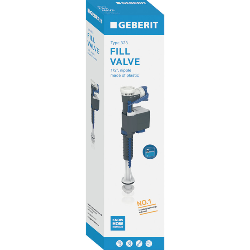 Geberit TYP323 впускний клапан, підведення води знизу, 1/2", ніпель із пластику, (136.752.00.1)