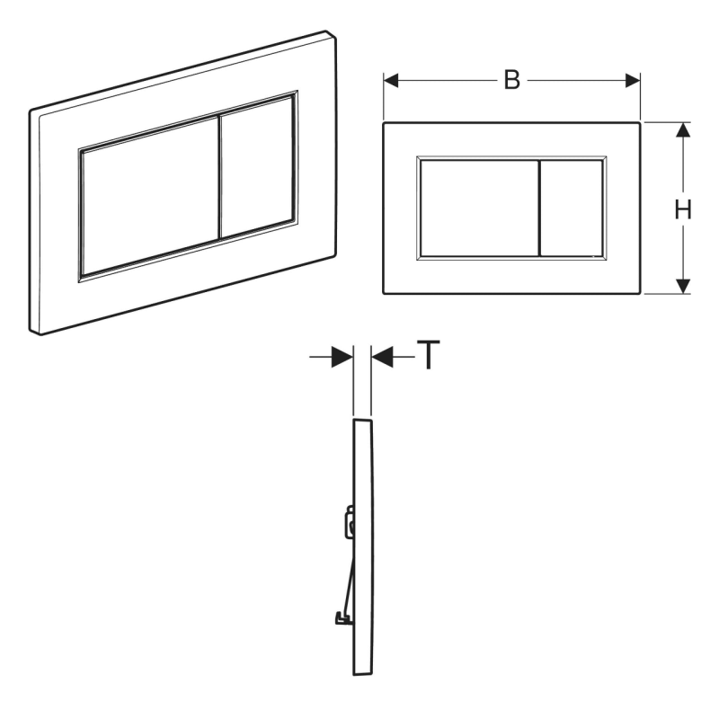 Geberit SIGMA01 SQUARE змивна клавіша для подвійного змиву, білий, (115.660.11.1)
