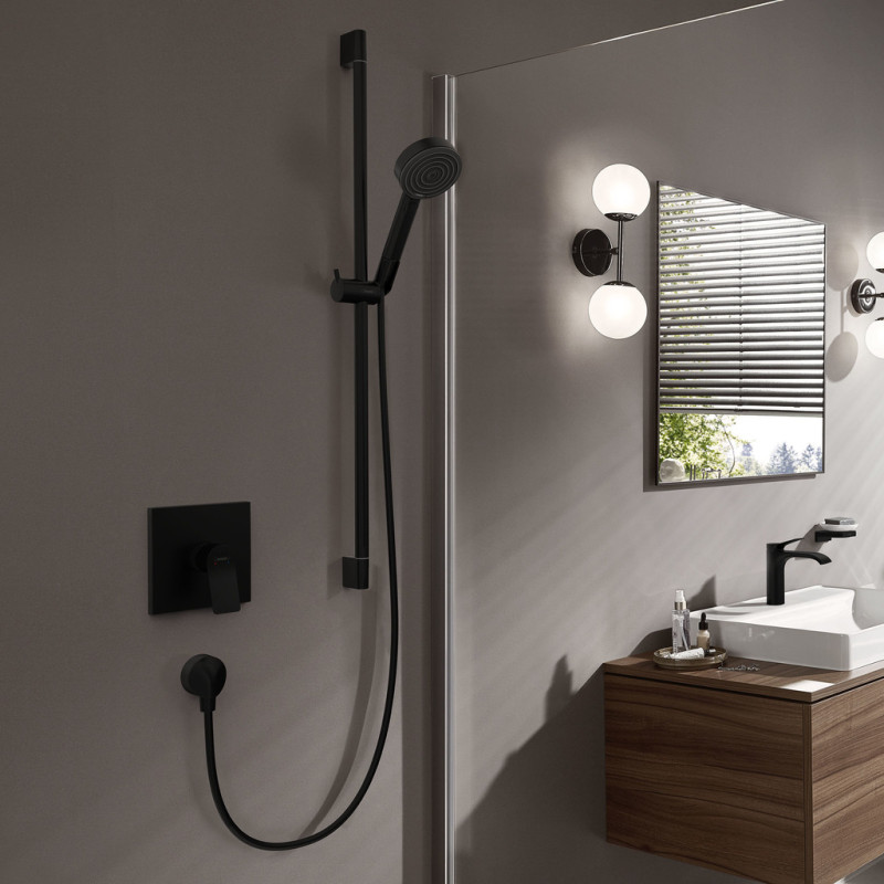 Hansgrohe PULSIFY ручний душ 105 3jet (3 типи струї PowderRain, IntenseRain, MonoRain) EcoSmart, чорний матовий, (24101670)