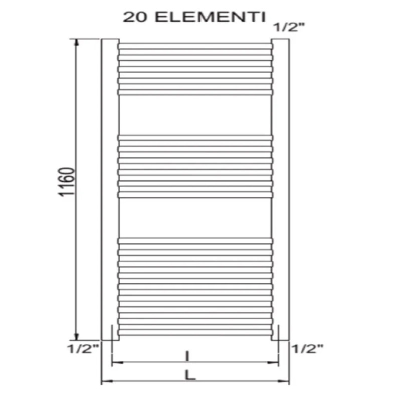 CORDIVARI Полотенцесушитель RDT Lisa 22 400/1200 белый (3551646101078)