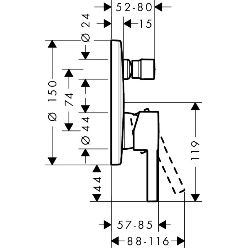 Hansgrohe ZESIS S змішувач дляванни, ПМ, чорний матовий, (74415670)