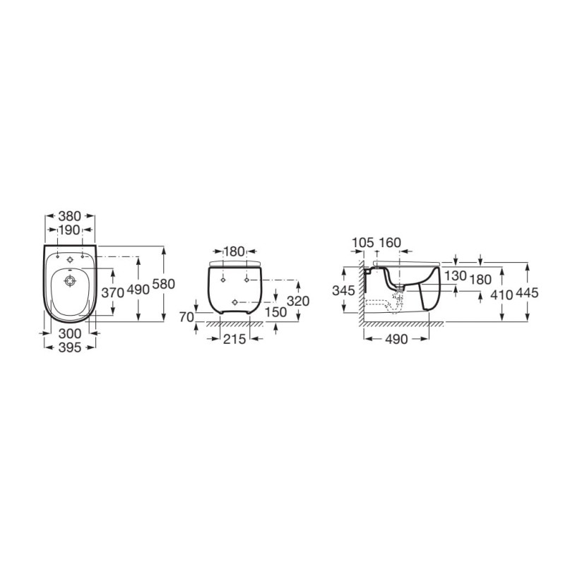ROCA BEYOND біде підвісне 58 см, з отворами під кришку, білий, (A3570B6000)