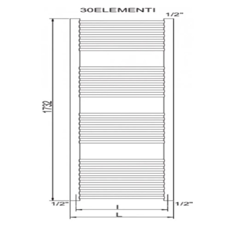 CORDIVARI Полотенцесушитель RDT Lisa 22 400/1800 белый (3551646101080)