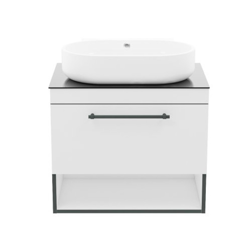 IMPRESE BLACK EDGE комплект мебели 70см, белый: тумба подвесная + умывальник накладной + пенал подвесной, (f32117W(3))