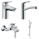 Hansgrohe LOGISнабір змішувачей для ванни, умивальник 100 + кухня (7110000+7140000+26533400+31806000), (1312019)