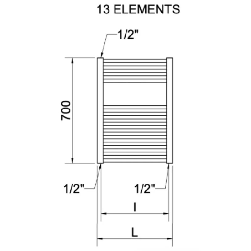 CORDIVARI Полотенцесушитель RDT Lisa 22 400/700 белый (3551646101077)