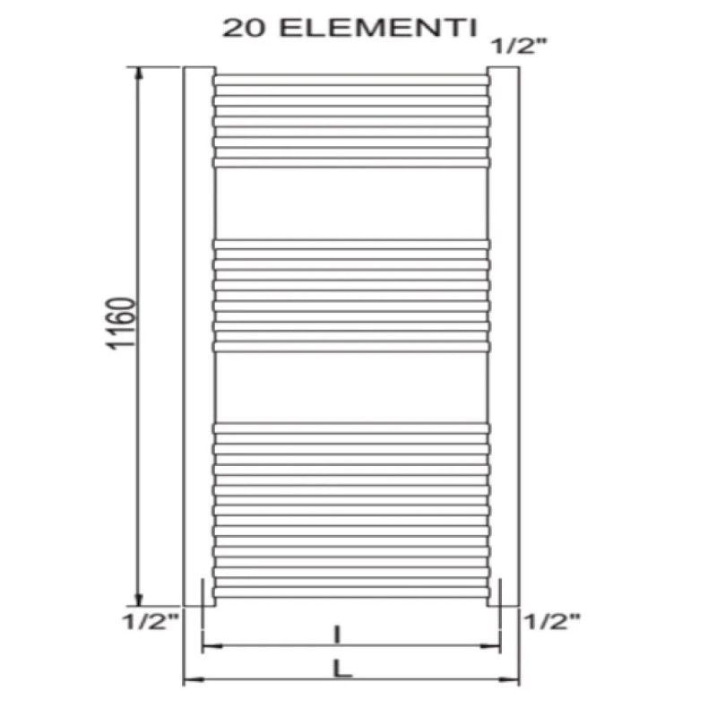 CORDIVARI Полотенцесушитель RDT Lisa 22 450/1200 белый (3551646101005)