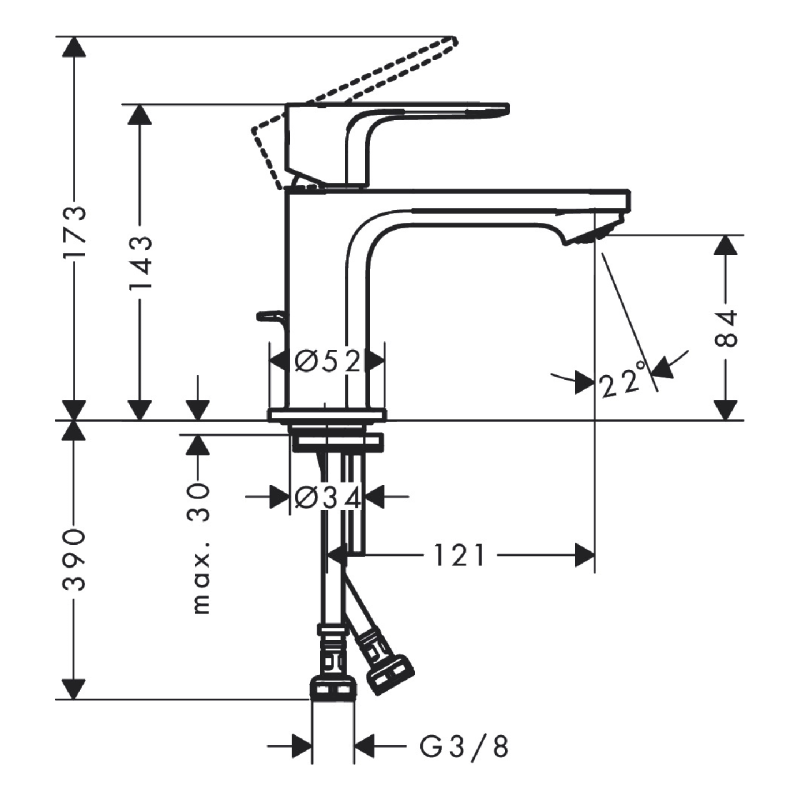 Hansgrohe REBRIS S змішувач для умивальника 80, CoolStart, колір хром, (72514000)