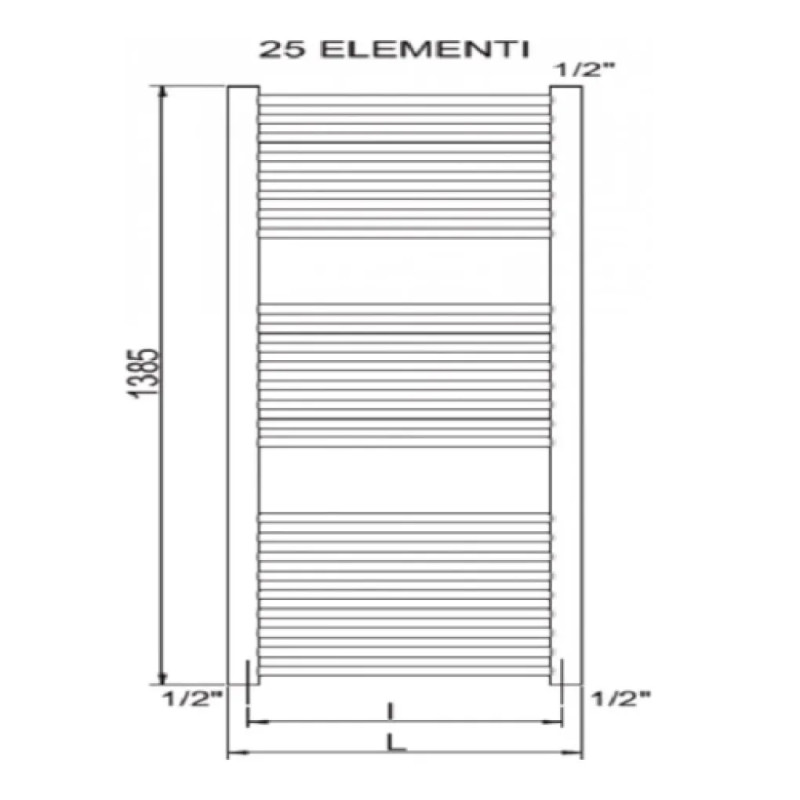 CORDIVARI Полотенцесушитель RDT Lisa 22 450/1400 белый (3551646101009)