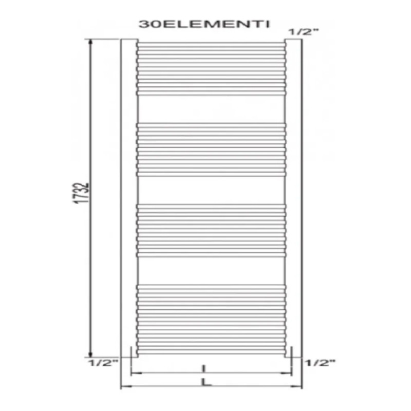 CORDIVARI Полотенцесушитель RDT Lisa 22 450/1800 белый (3551646101013)