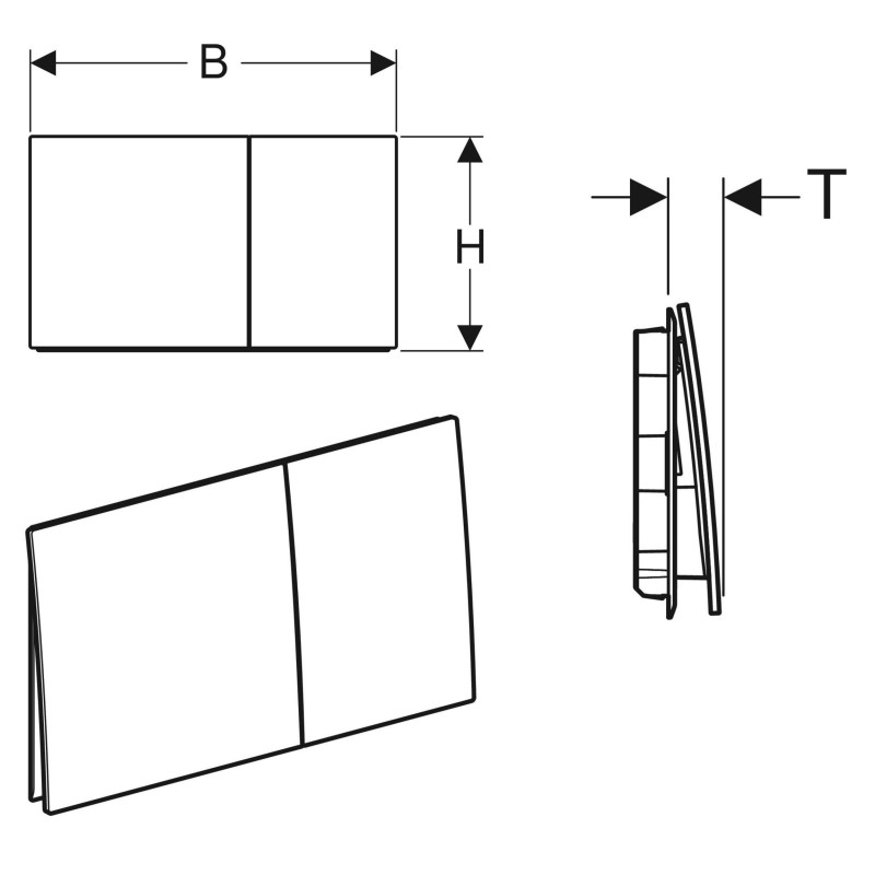 Geberit SIGMA70 SQUARE змивна клавіша для подвійного змиву, нержавіюча сталь/ матовий, легко чиститься, (115.622.FW.1)